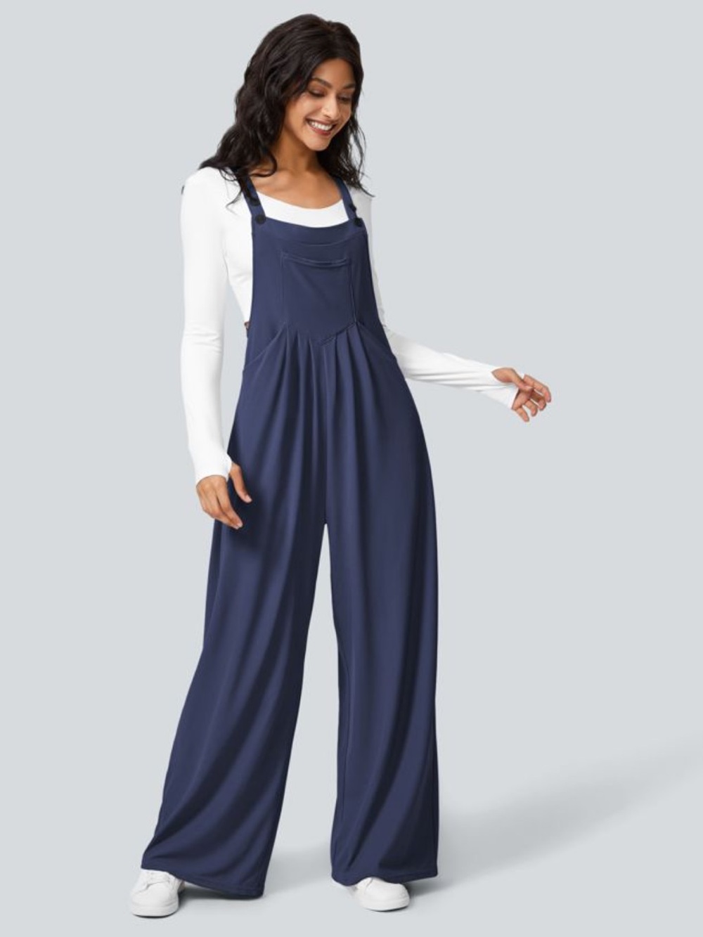 Halara Blue Navy Jumpsuit Overalls Wide-Leg S